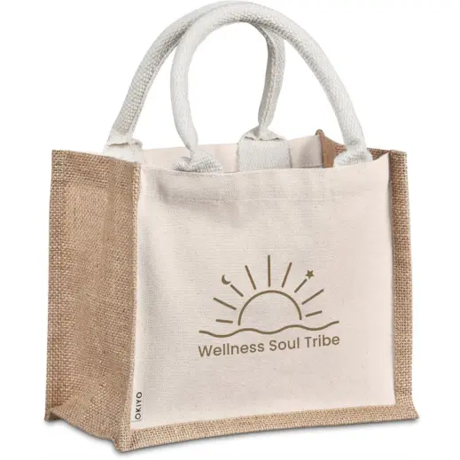 Okiyo Chinsai Mini Jute & Cotton Gift Bag Branded